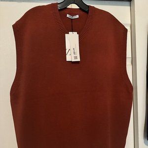 MEN ZARA TEXTURED VEST SMALL XL Ribbed Relax Fit